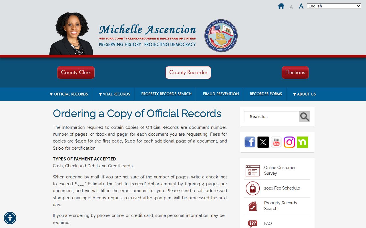 Moorpark records copy instructions from the Ventura County Recorder