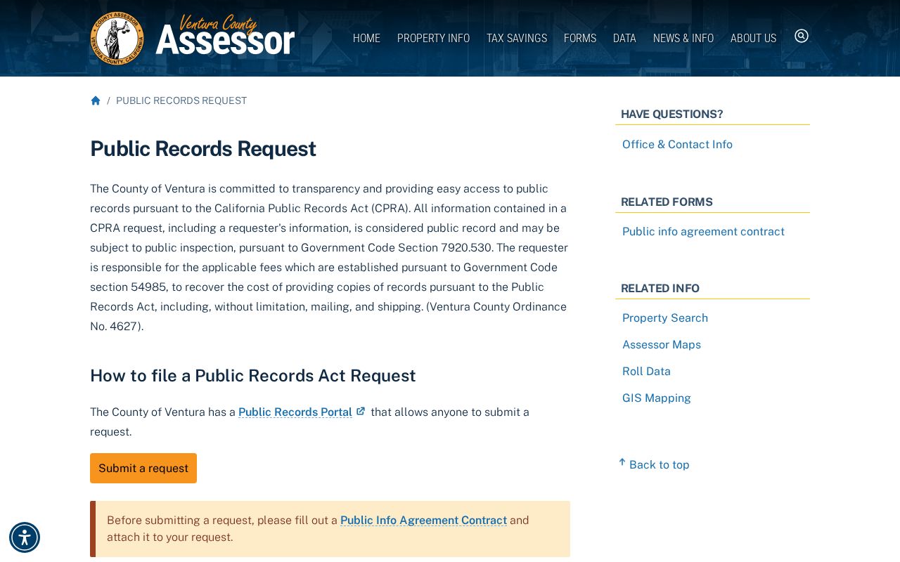 Moorpark records request instructions from the Ventura County Assessor