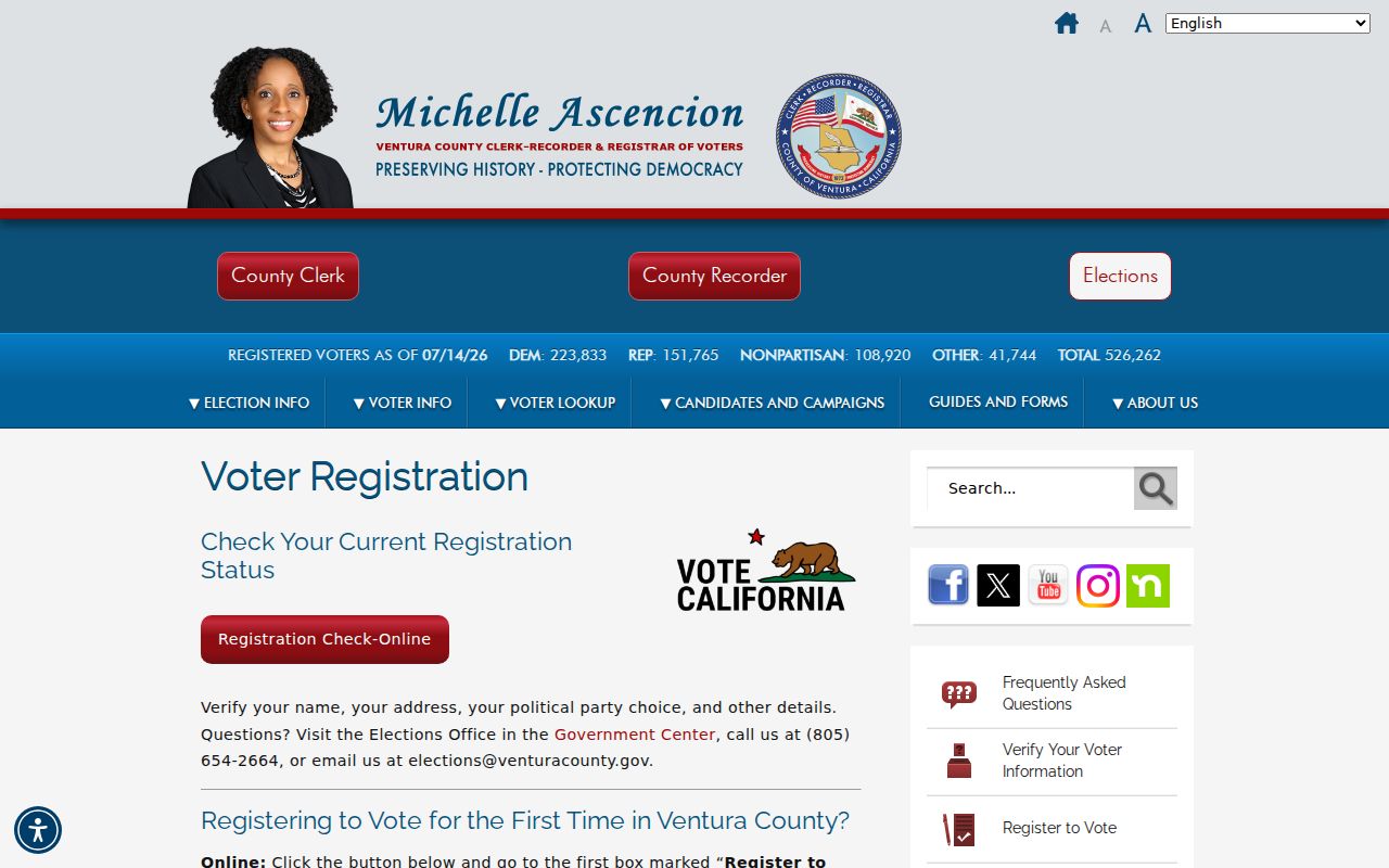 Moorpark voter records information from Ventura County Elections